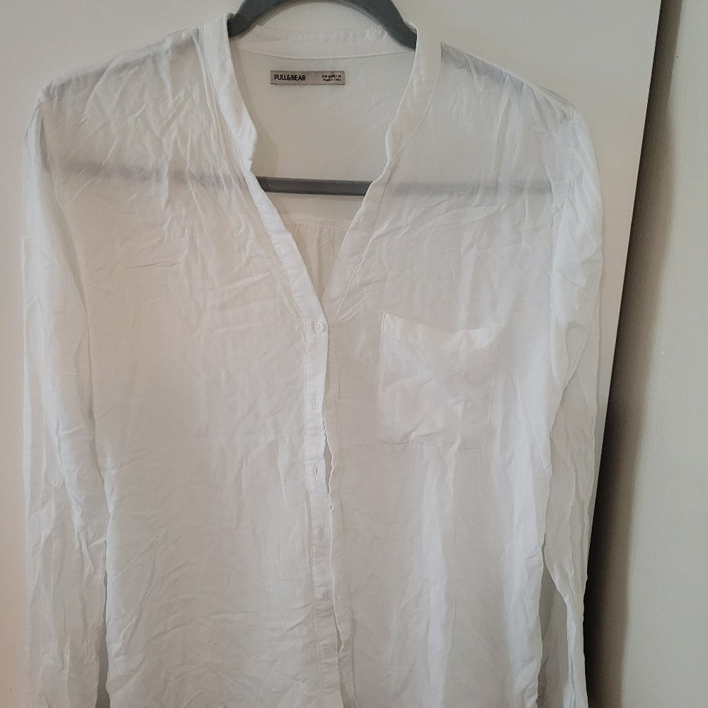 Pull&Bear White Cotton Shirt